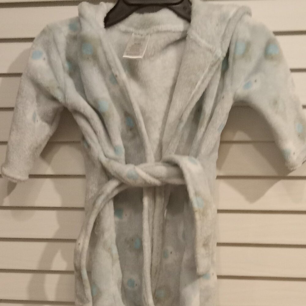 0–9-month robe blue with little elephants and hooded